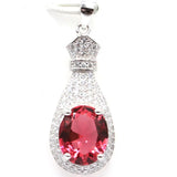 Green Emerald Tanzanite Rhodolite CZ Silver Pendant