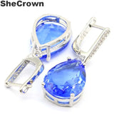 Water Drop Shape Tanzanite CZ 925 Silver Earrings