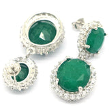 Gorgeous Green Emerald CZ Silver Earrings, 10.3g