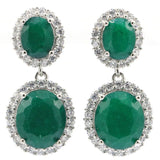 Gorgeous Green Emerald CZ Silver Earrings, 10.3g