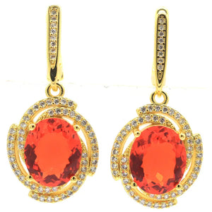 Lovely Star Shape Orange Spessartine Garnet CZ Silver Earrings Pendant