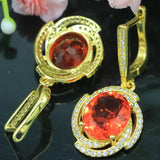 Lovely Star Shape Orange Spessartine Garnet CZ Silver Earrings Pendant