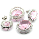 Green Amethyst Pink Kunzite CZ Wedding Earrings