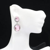 Green Amethyst Pink Kunzite CZ Wedding Earrings