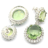 Green Amethyst Pink Kunzite CZ Wedding Earrings