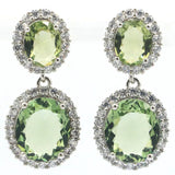 Green Amethyst Pink Kunzite CZ Wedding Earrings