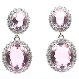 Green Amethyst Pink Kunzite CZ Wedding Earrings