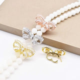 Elegant Bow Pearl Bracelet Buckle, CZ Inlaid, 2pcs/lot