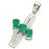 Green Emerald Red Ruby CZ Silver Pendant for Women's Wedding