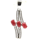 Green Emerald Red Ruby CZ Silver Pendant for Women's Wedding