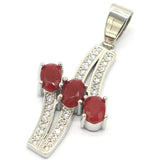 Green Emerald Red Ruby CZ Silver Pendant for Women's Wedding