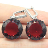 Big Gemstone Rhodolite Garnet Silver Earrings for Daily Wear