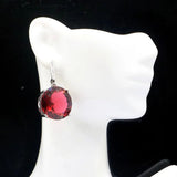 Big Gemstone Rhodolite Garnet Silver Earrings for Daily Wear
