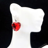 Heart Gemstone Red Ruby Pink Kunzite CZ 925 Silver Earrings