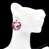 Heart Gemstone Red Ruby Pink Kunzite CZ 925 Silver Earrings