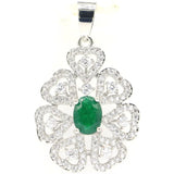 35x21mm Red Ruby Green Emerald CZ Silver Pendant
