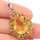 Romantic Citrine Ruby Engagement Silver Pendant