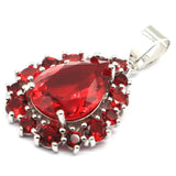 Romantic Citrine Ruby Engagement Silver Pendant