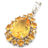 Romantic Citrine Ruby Engagement Silver Pendant