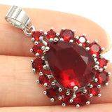 Romantic Citrine Ruby Engagement Silver Pendant