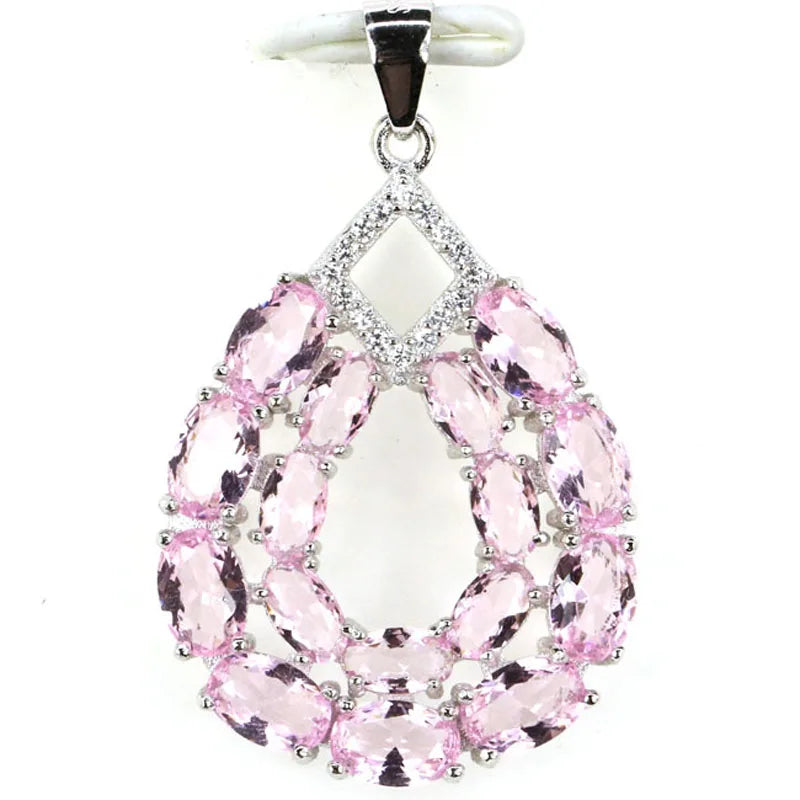 Deluxe Pink Kunzite Violet Tanzanite CZ Wedding Pendant