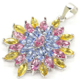 Golden Citrine Tanzanite Tourmaline 925 Silver Pendant