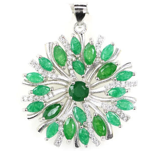 Green Emerald Pink Tourmaline Citrine Tanzanite CZ 925 Pendant