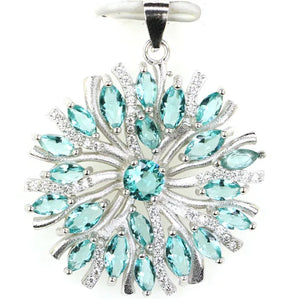Green Emerald Pink Tourmaline Citrine Tanzanite CZ 925 Pendant