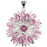 Green Emerald Pink Tourmaline Citrine Tanzanite CZ 925 Pendant