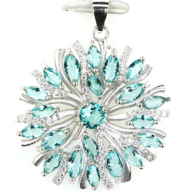 Green Emerald Pink Tourmaline Citrine Tanzanite CZ 925 Pendant