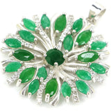 Green Emerald Pink Tourmaline Citrine Tanzanite CZ 925 Pendant