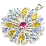 Green Emerald Pink Tourmaline Citrine Tanzanite CZ 925 Pendant