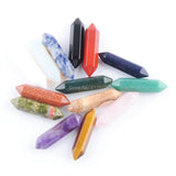 Mixed Gem Stone Hexagonal Healing Pointed Pendant 10Pcs