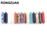 Mixed Gem Stone Hexagonal Healing Pointed Pendant 10Pcs