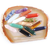 Mixed Gem Stone Hexagonal Healing Pointed Pendant 10Pcs