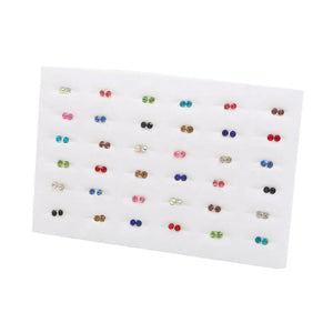 Colorful Rhinestone Crystal Stud Earrings Set Flower Round Plastic Jewelry