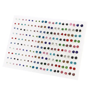 Colorful Rhinestone Crystal Stud Earrings Set Flower Round Plastic Jewelry