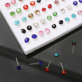 Colorful Rhinestone Crystal Stud Earrings Set Flower Round Plastic Jewelry