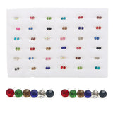 Colorful Rhinestone Crystal Stud Earrings Set Flower Round Plastic Jewelry