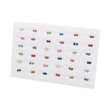 Colorful Rhinestone Crystal Stud Earrings Set Flower Round Plastic Jewelry