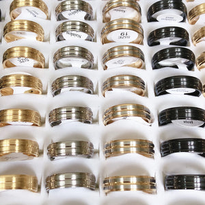 Smooth Line Stainless Steel Wedding Ring - 36/30pcs/lot