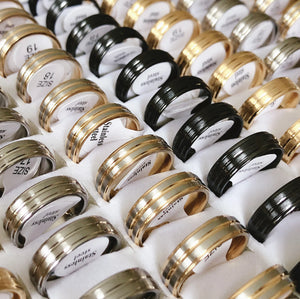 Smooth Line Stainless Steel Wedding Ring - 36/30pcs/lot