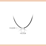 Women's Silver 925 Chain Necklace with Square Pendant Choker