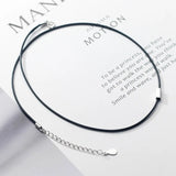 Women's Silver 925 Chain Necklace with Square Pendant Choker