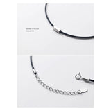 Women's Silver 925 Chain Necklace with Square Pendant Choker