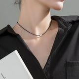 Women's Silver 925 Chain Necklace with Square Pendant Choker