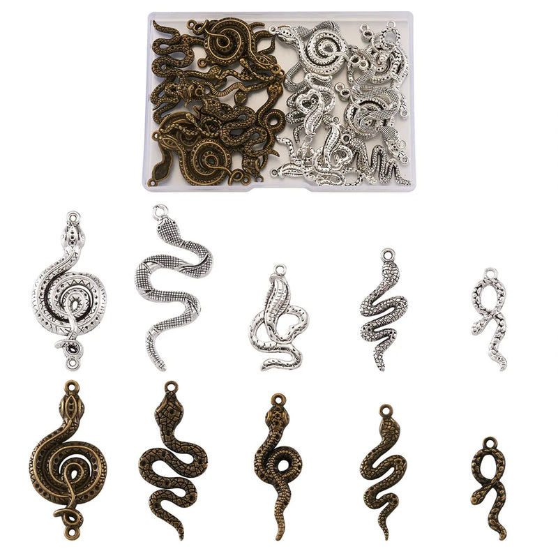 Snake Charms Tibetan Style Alloy Pendants for DIY Necklace Bracelet Making