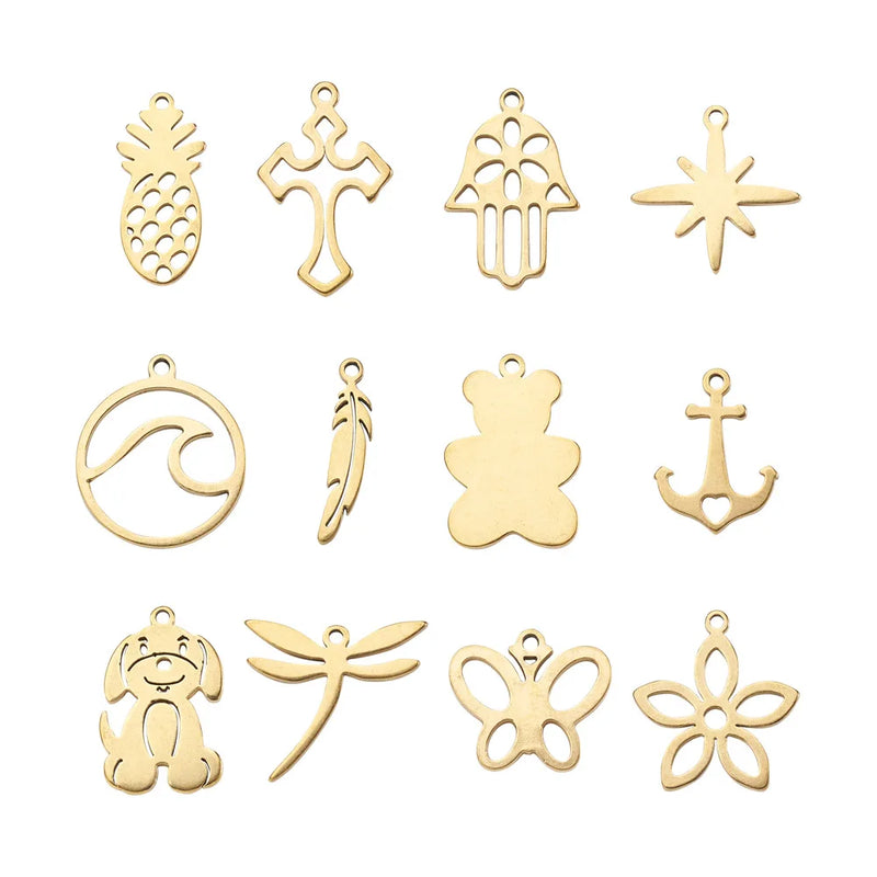 Stainless Steel Pendants Mixed Charms for Bracelet Necklace DIY Jewelry Making