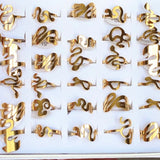 Vintage Stainless Steel Serpentine Rings Lot - Set of 36/50pcs