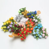 Mini Artificial Flowers Silk Rose Bouquet For Wedding Party Home Decoration